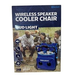 Bud Light Folding Chair Cooler Speaker Combo‎ Blue Bluetooth  Wireless Speaker